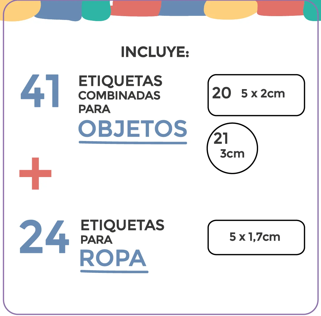 Etiquetas para objetos - combinadas rectangulares grandes y pequeñas - Creo  Tienda