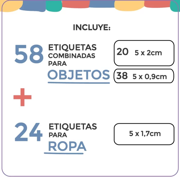 etiquetas personalizadas para rotular ropa, objetos y lapices