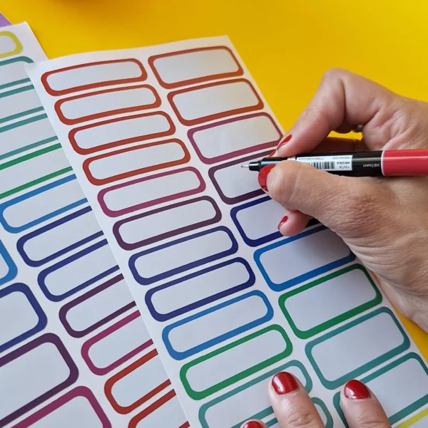 Etiquetas impermeables para rotular objetos multicolor - para escribir con marcador indeleble